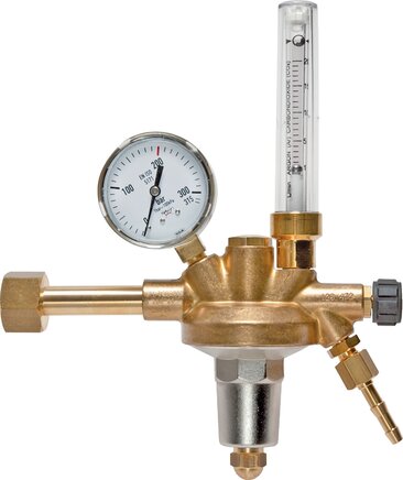 Exemplarische Darstellung: Flaschendruckminderer, mit Flowmeter